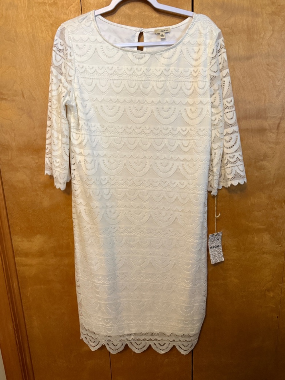 Haani Lace Dress 3/4 sleeve white women’s XLarge